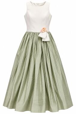 Vintage Jordan Fashions Gown 11/12 Made USA Union Made Sage Ivory Full Skirt